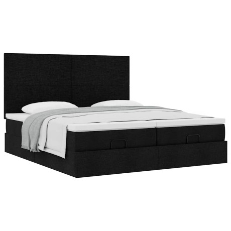 vidaXL Bedframe met matrassen 200x200cm stof zwart afbeelding2 - 1