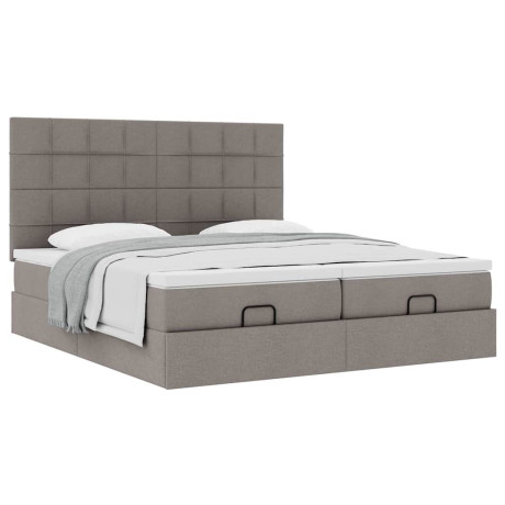 vidaXL Bedframe met matrassen 180x200cm stof taupe afbeelding2 - 1