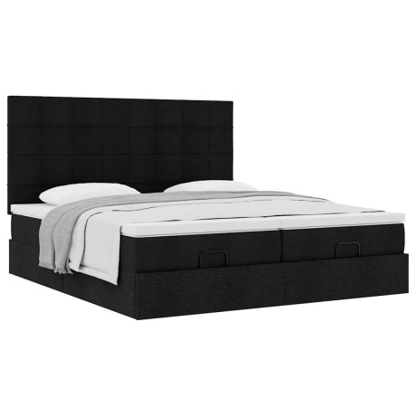vidaXL Bedframe met matrassen 200x200cm stof zwart afbeelding2 - 1