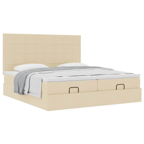 vidaXL Bedframe met matrassen 200x200cm stof crèmekleurig afbeelding2 - 1