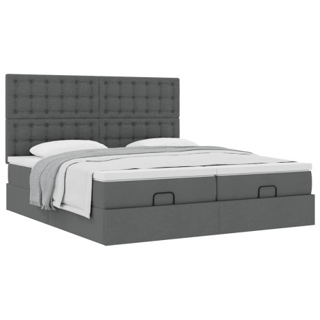vidaXL Ottoman bed met matrassen 160x200cm stof donkergrijs afbeelding2 - 1