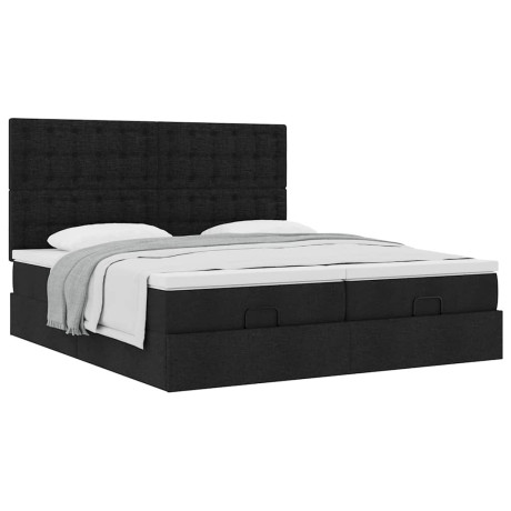 vidaXL Bedframe met matrassen 200x200cm stof zwart afbeelding2 - 1