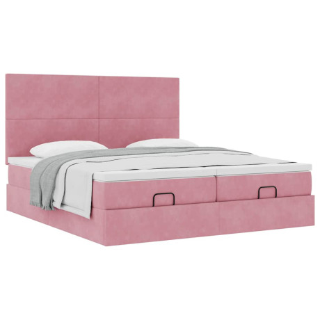 vidaXL Bedframe met matrassen 160x200cm fluweel roze afbeelding2 - 1