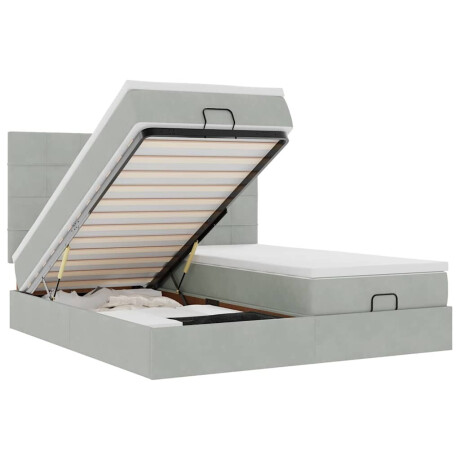 vidaXL Ottoman bed met matrassen 200x200cm fluweel lichtgrijs afbeelding2 - 1