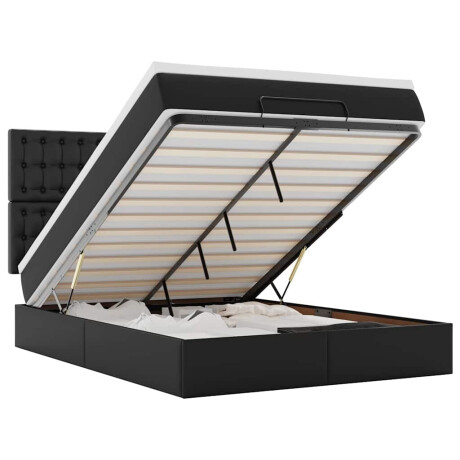 vidaXL Ottoman bed met matras en LED's 140x200cm kunstleer zwart afbeelding2 - 1