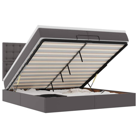 vidaXL Ottoman bed met matrassen en LED's 200x200cm kunstleer grijs afbeelding2 - 1