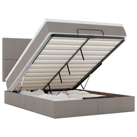 vidaXL Ottoman bed met matras en LED's 140x200cm stof taupe afbeelding2 - 1