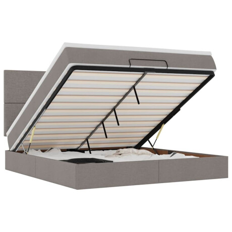 vidaXL Ottoman bed met matras en LED's 160x200cm stof taupe afbeelding2 - 1