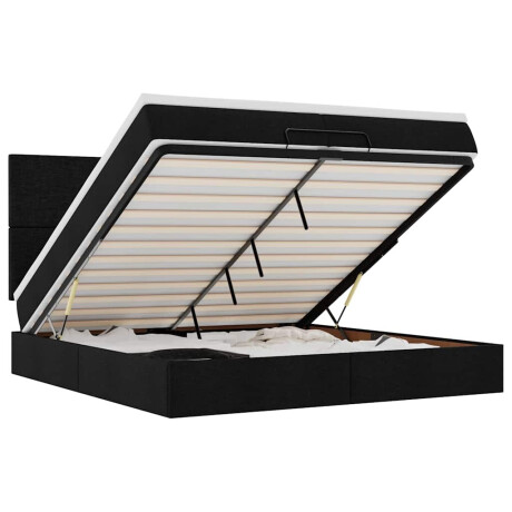 vidaXL Ottoman bed met matrassen en LED's 200x200cm stof zwart afbeelding2 - 1