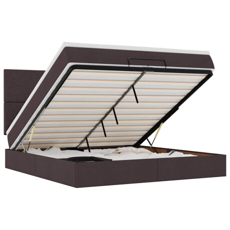 vidaXL Ottoman bed met matrassen en LED's 200x200cm stof donkerbruin afbeelding2 - 1