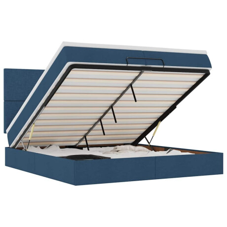 vidaXL Ottoman bed met matrassen en LED's 200x200cm stof blauw afbeelding2 - 1