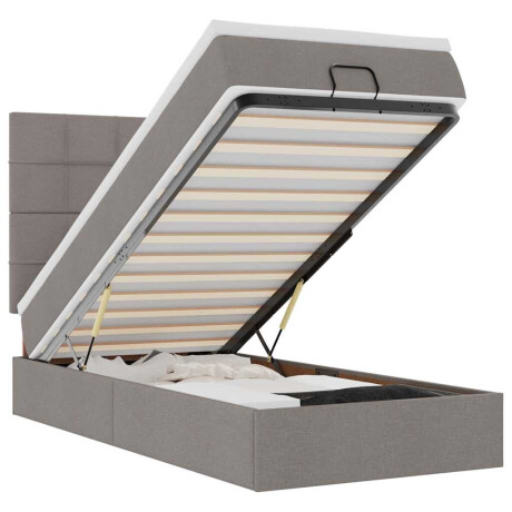 vidaXL Bed poef met matras en LED's 90x200 cm stof taupe afbeelding2 - 1