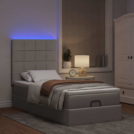 vidaXL Ottoman bed met matras en LED's 100x200cm stof taupe afbeelding2 - 1