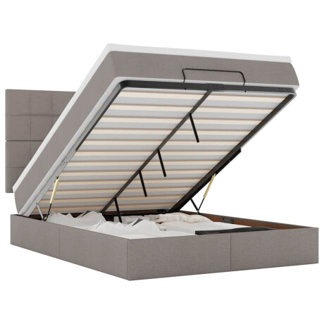 vidaXL Ottoman bed met matras en LED's 140x190cm stof taupe afbeelding2 - 1