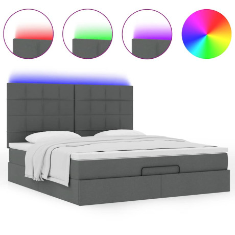 vidaXL Ottoman bed met matras en LED's 160x200cm stof donkergrijs afbeelding2 - 1