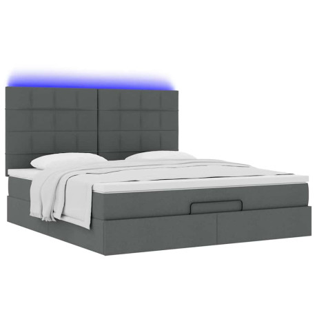 vidaXL Ottoman bed met matras en LED's 180x200cm stof donkergrijs afbeelding2 - 1