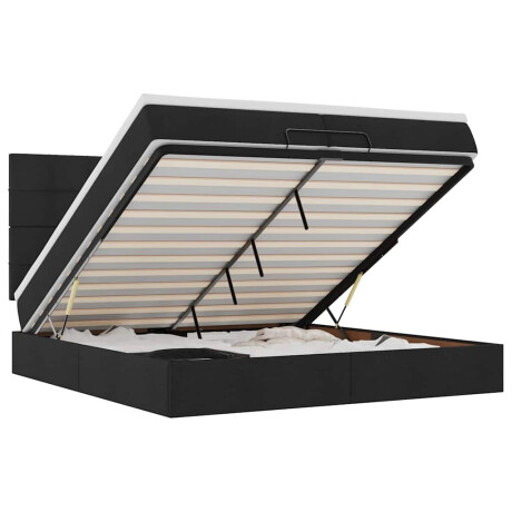 vidaXL Ottoman bed met matrassen en LED's 200x200cm stof zwart afbeelding2 - 1