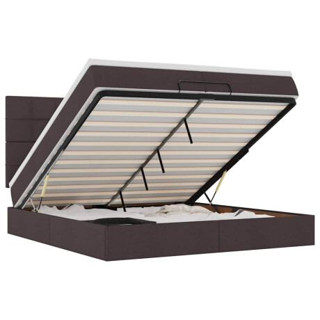 vidaXL Ottoman bed met matrassen en LED's 200x200cm stof donkerbruin afbeelding2 - 1