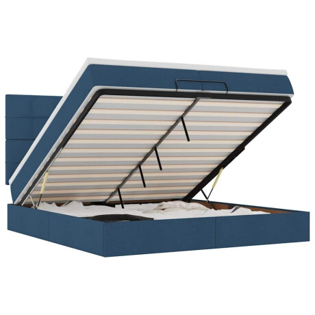 vidaXL Ottoman bed met matrassen en LED's 200x200cm stof blauw afbeelding2 - 1