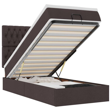 vidaXL Bed poef met matras en LED's 90x200 cm stof donkerbruin afbeelding2 - 1