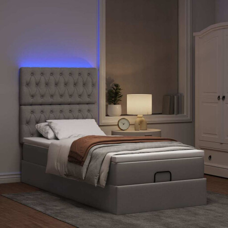 vidaXL Bed poef met matras en LED's 90x200 cm stof taupe afbeelding2 - 1