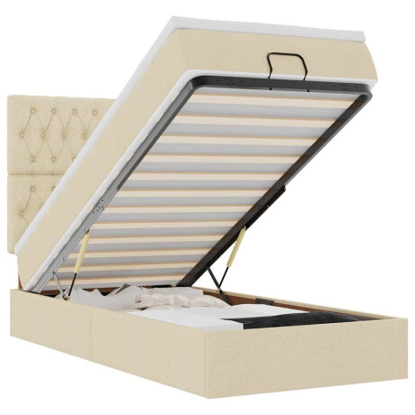 vidaXL Bed poef met matras en LED's 90x200 cm stof crèmekleurig afbeelding2 - 1