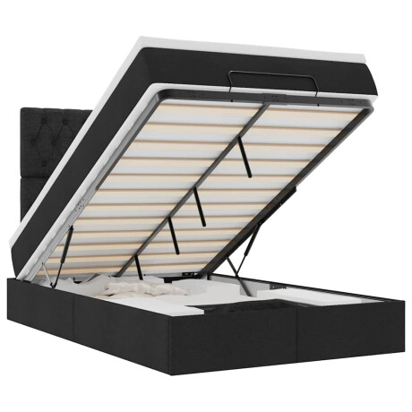 vidaXL Ottoman bed met matras en LED's 120x190 cm stof zwart afbeelding2 - 1