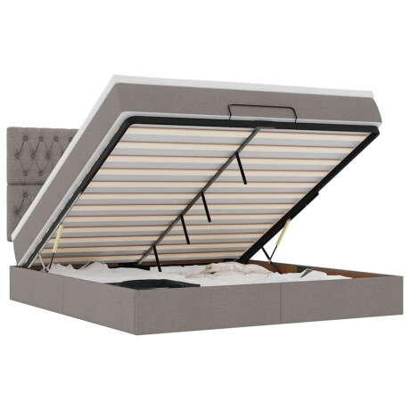 vidaXL Ottoman bed met matras en LED's 160x200cm stof taupe afbeelding2 - 1
