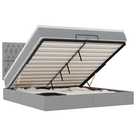 vidaXL Ottoman bed met matrassen en LED's 200x200cm stof lichtgrijs afbeelding2 - 1