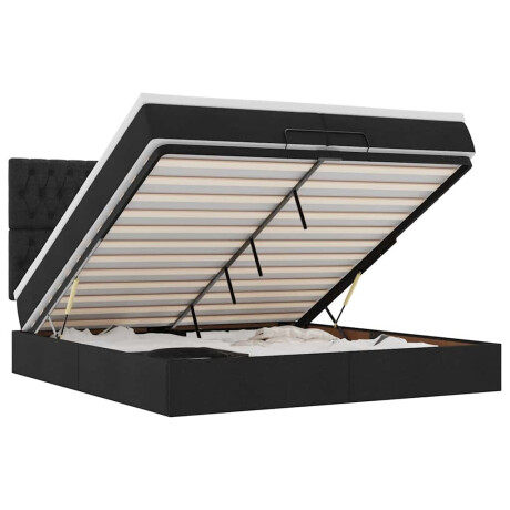 vidaXL Ottoman bed met matrassen en LED's 200x200cm stof zwart afbeelding2 - 1
