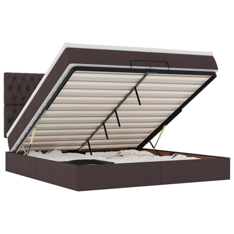 vidaXL Ottoman bed met matrassen en LED's 200x200cm stof donkerbruin afbeelding2 - 1