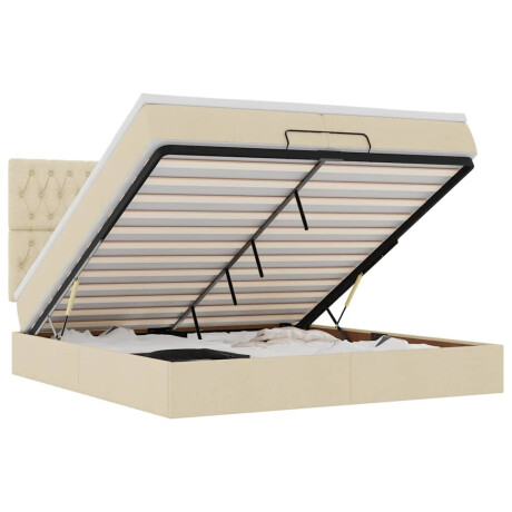 vidaXL Ottoman bed met matrassen en LED's 200x200cm stof crèmekleurig afbeelding2 - 1