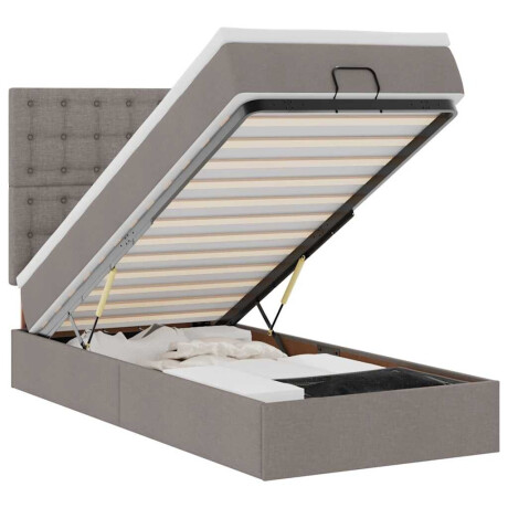 vidaXL Bed poef met matras en LED's 90x200 cm stof taupe afbeelding2 - 1