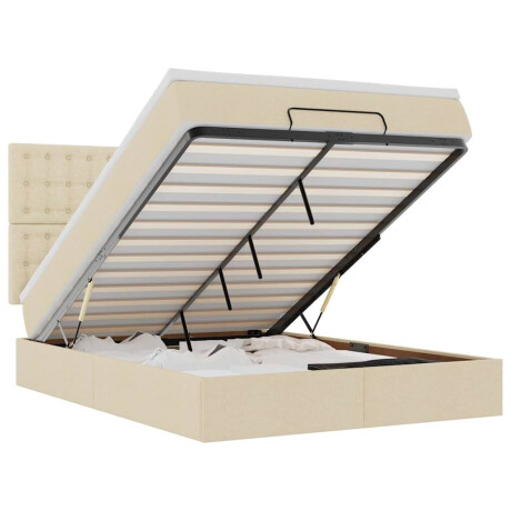 vidaXL Ottoman bed met matras en LED's 140x190cm stof crèmekleurig afbeelding2 - 1