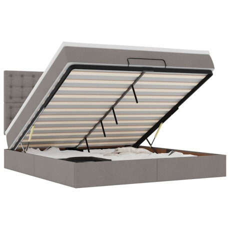 vidaXL Ottoman bed met matras en LED's 160x200cm stof taupe afbeelding2 - 1