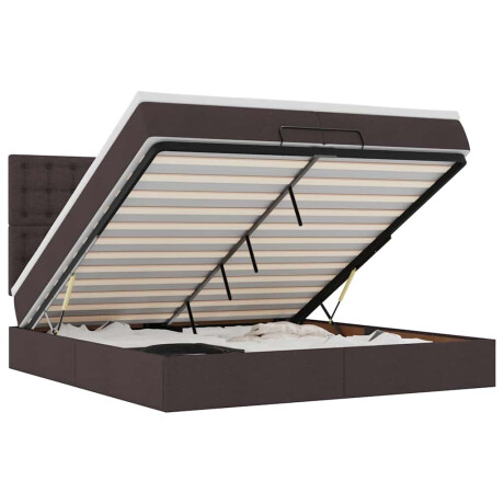 vidaXL Ottoman bed met matrassen en LED's 200x200cm stof donkerbruin afbeelding2 - 1