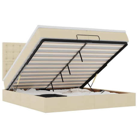 vidaXL Ottoman bed met matrassen en LED's 200x200cm stof crèmekleurig afbeelding2 - 1