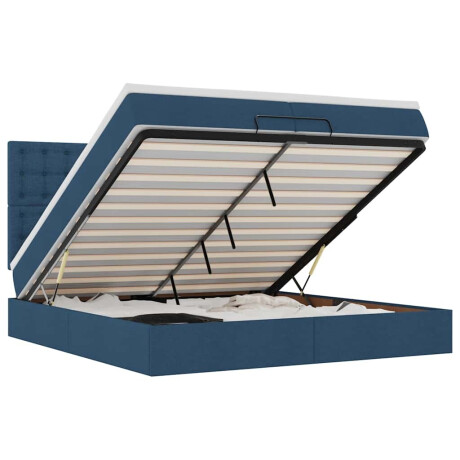 vidaXL Ottoman bed met matrassen en LED's 200x200cm stof blauw afbeelding2 - 1