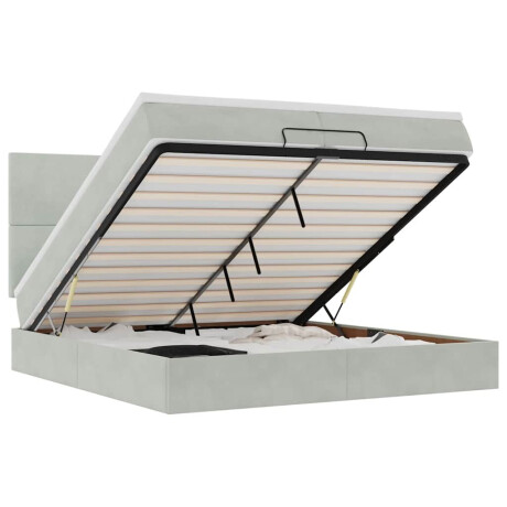 vidaXL Ottoman bed met matrassen en LED's 200x200cm fluweel lichtgrijs afbeelding2 - 1