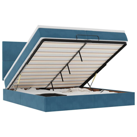 vidaXL Bed poef met matrassen en leds 200x200 cm fluweel donkerblauw afbeelding2 - 1