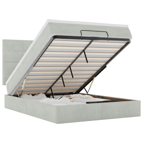 vidaXL Ottoman bed met matrassen en LED's 140x200cm fluweel lichtgrijs afbeelding2 - 1
