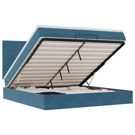 vidaXL Bed poef met matrassen en leds 200x200 cm fluweel donkerblauw afbeelding2 - 1