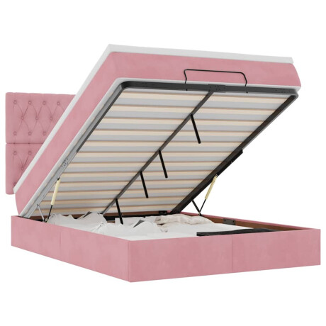 vidaXL Ottoman bed met matrassen en LED's 140x200cm fluweel roze afbeelding2 - 1