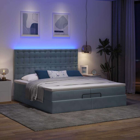 vidaXL Ottoman bed met matrassen en LED's 200x200cm fluweel afbeelding2 - 1