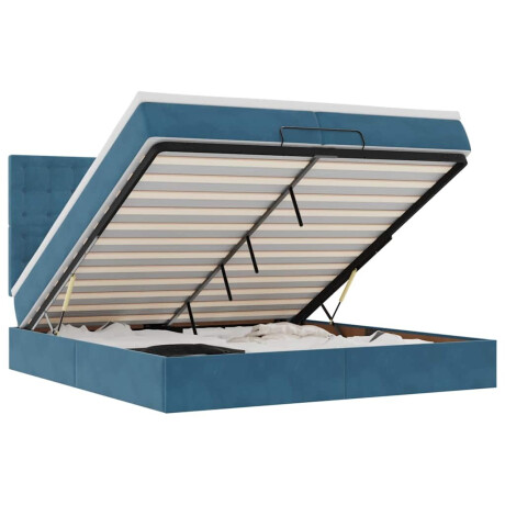 vidaXL Bed poef met matrassen en leds 200x200 cm fluweel donkerblauw afbeelding2 - 1