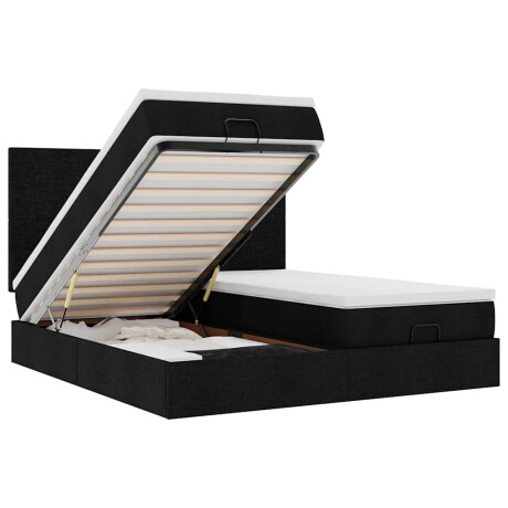 vidaXL Ottoman bed met matrassen en LED's 160x200cm stof zwart afbeelding2 - 1
