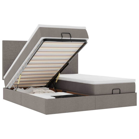 vidaXL Ottoman bed met matrassen en LED's 200x200cm stof taupe afbeelding2 - 1