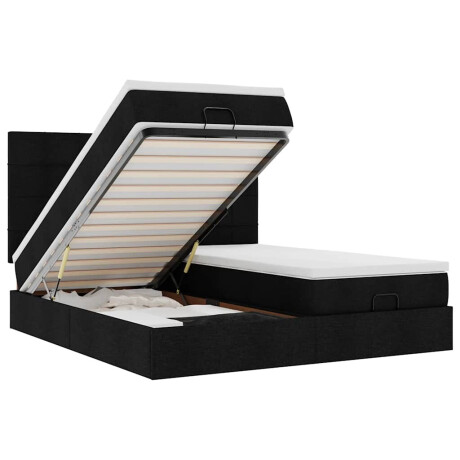 vidaXL Ottoman bed met matrassen en LED's 160x200cm stof zwart afbeelding2 - 1