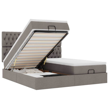 vidaXL Ottoman bed met matrassen en LED's 160x200cm stof taupe afbeelding2 - 1