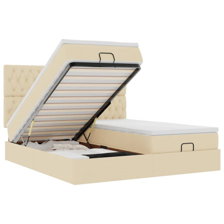 vidaXL Ottoman bed met matrassen en LED's 160x200cm stof crèmekleurig afbeelding2 - 1